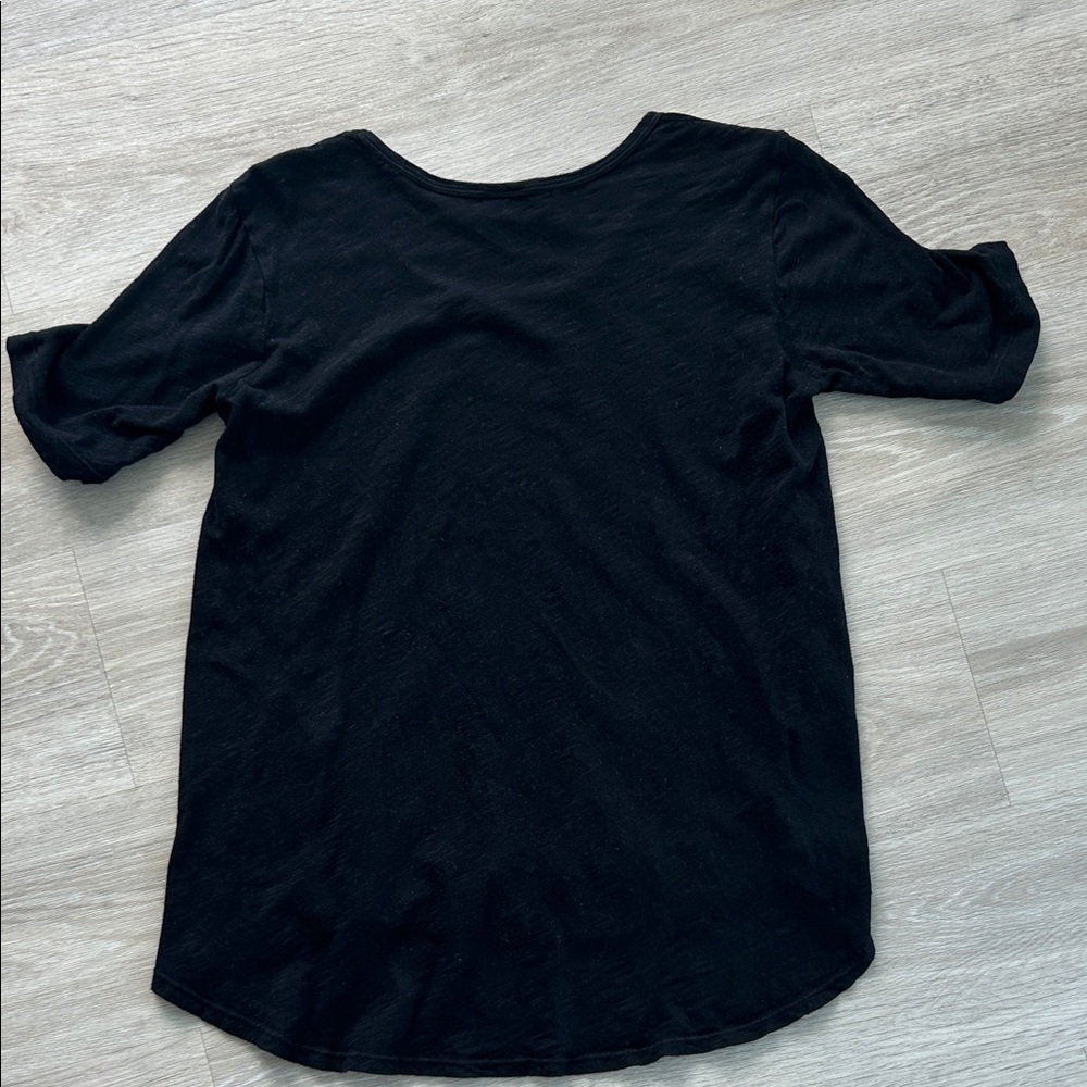 Anthropologie Women’s M Black Relaxed Fit Short Sleeve T-Shirt Casual Tee - Picture 4 of 4